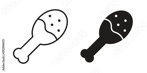 Drumstick bite icon symbol vector illustration on white background. Flat design.