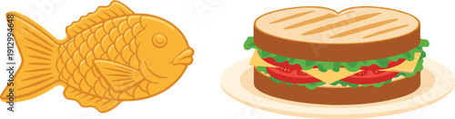 Healthy Breakfast Toast and Meal Prep Vector Set