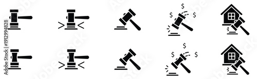 Business Law and Property Maintenance Line Icon Bundle