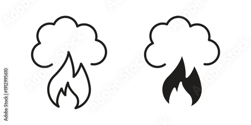 Fire smoke icon symbol vector illustration on white background. Flat design.
