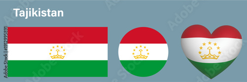 Free Download set Tajikistan flag icon vector illustration  - GFXLoad
