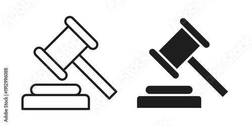 Gavel icon symbol vector illustration on white background. Flat design.