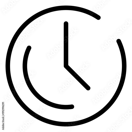 Minimalist Outline Clock Time Schedule Icon Vector Graphic