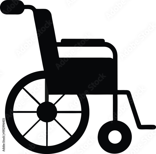 Clean Wheelchair Mobility Icon Black Silhouette Vector