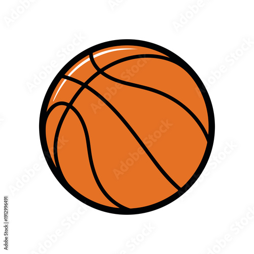 Orange basketball illustration with black outline on white background