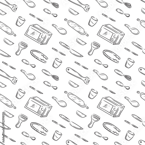 kitchen utensil seamless pattern element for culinary background