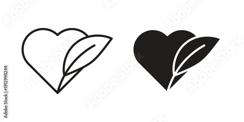 Leaf heart icon symbol vector illustration on white background. Flat design.