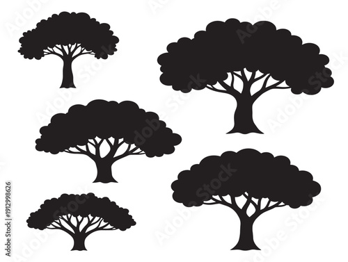 Verdant jungle trees bundle silhouette for stunning rainforest and adventure designs