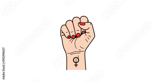 Vector illustration of a powerful female fist showing solidarity and strength for women's rights and empowerment movements