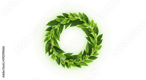 A green wreath made of leaves, symbolizing nature, success, and achievements
