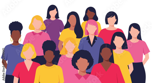 Diverse group of women standing together, representing unity and strength