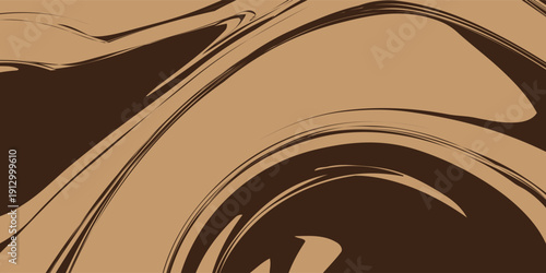 Abstract brown psychedelic waves print background. 1970s trippy seamless pattern. Marble acrylic swirl pattern. Coffee or chocolate liquid texture.