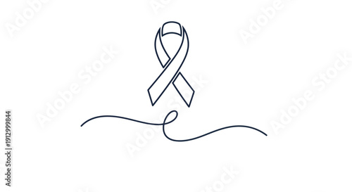 Awareness ribbon in a simple line drawing
