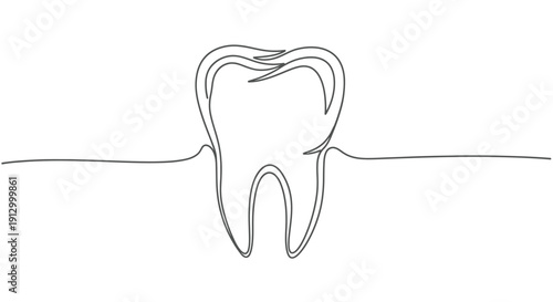 Single tooth illustration in minimalist line style