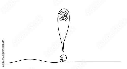 Exclamation mark, stylized continuous line drawing