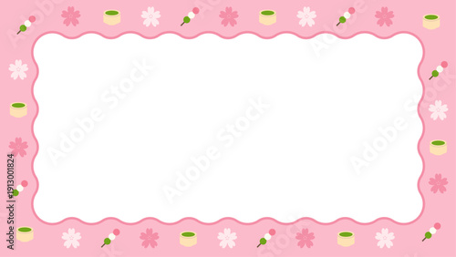 春モチーフ　なみなみイラストフレーム　横長