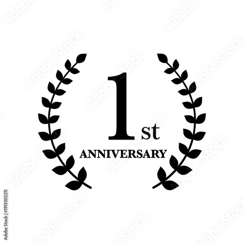 Classic wreath emblem with first number in line style