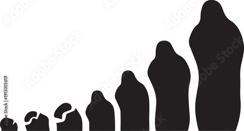 Silhouettes of people in a crowd standing together anonymously