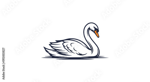 Elegant swan emblem on dark background for design projects