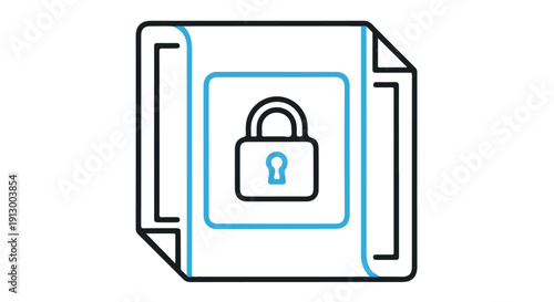 Secure document icon with padlock on a file, symbolizing data protection and confidentiality online.