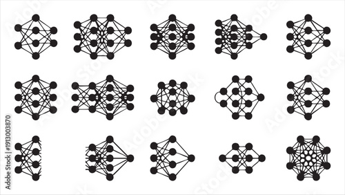 Neural network diagrams diverse structures of interconnected nodes and layers