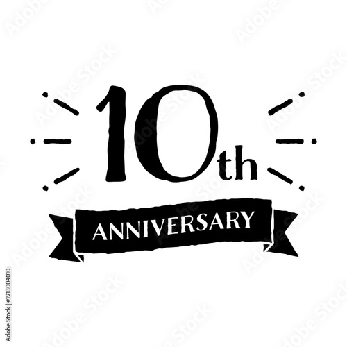 Black and white line design featuring the number 10th