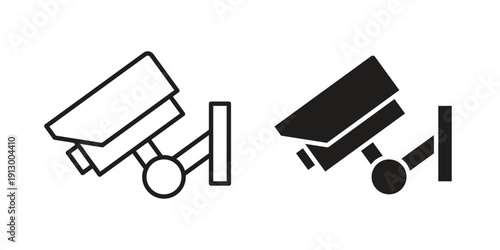 Security camera icon symbol vector illustration on white background. Flat design.