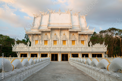 Wat Kanan white temple in Phuket, Thailand. New Buddhist temple in Phuket, located in Thalang. Tourist attractions in Thailand.