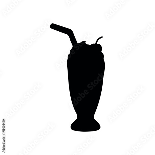 Milkshake silhouette on White Background