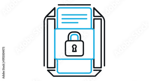 Secure document icon with padlock and protected file symbol for privacy and confidentiality