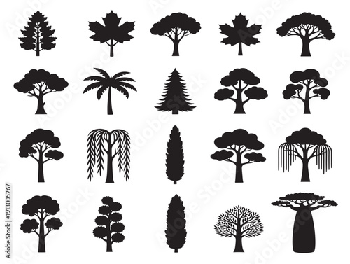 Comprehensive tree variety mega collection with beautiful diverse silhouette styles