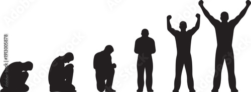 Silhouettes of people in various emotional poses and stances