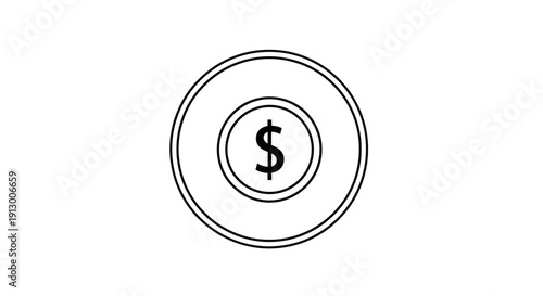 Dollar Sign Inside Concentric Circles Icon.
