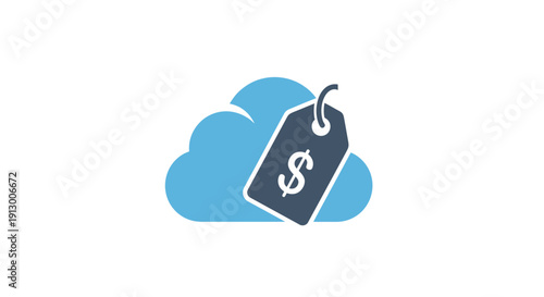 Dollar Sign Tag on Cloud Icon.