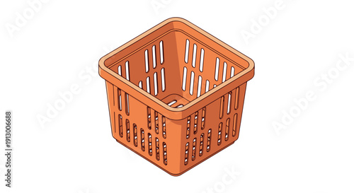 An orange empty shopping basket on white background, illustration