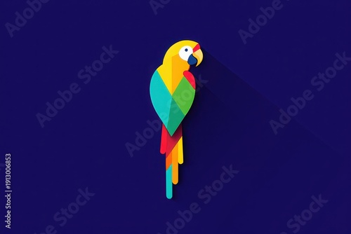 Vibrant pixelated parrot perched against a dark background