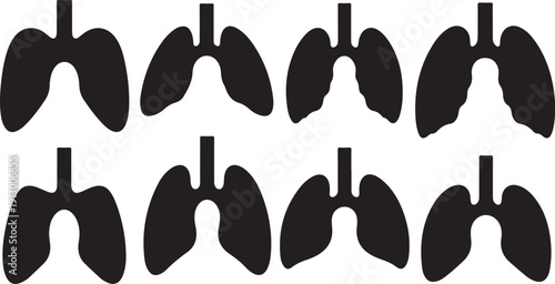 Black lung illustrations on a white background medical graphics