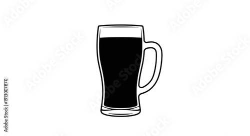 A simple line drawing of a dark beer in a glass mug with a handle.