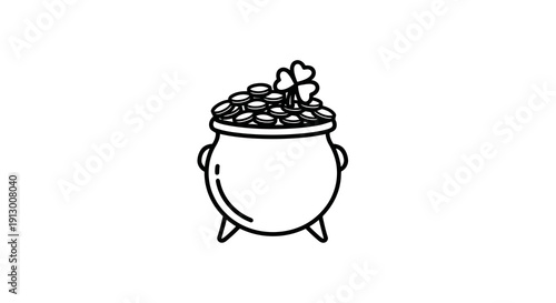 A simple black and white drawing of a cauldron filled with mysterious contents.