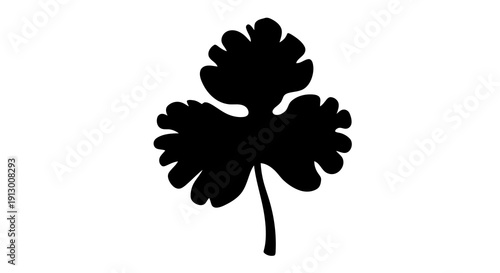 A simple black silhouette of a four-leaf clover on a white background.