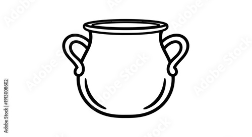 A simple line drawing of a cup with two handles on a white background.