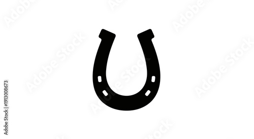 Simple black horseshoe icon on a white background illustration.