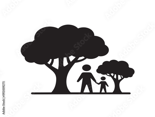 Beautiful simple tree figures silhouette for elegant modern nature designs