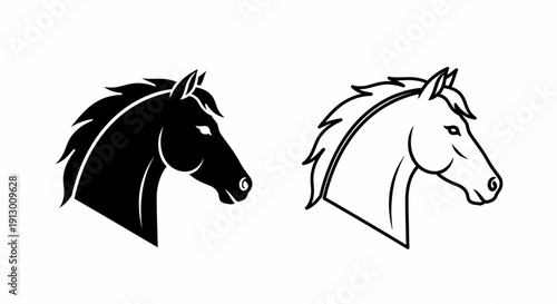 Black and white horse head silhouette design vector illustration Vector