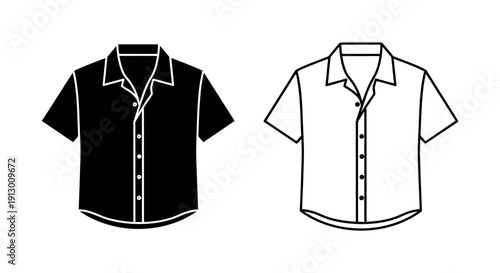 Black and white short sleeve button down shirts design illustration Vector
