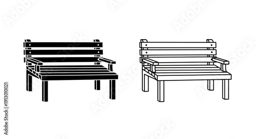 Modern minimalist bench designs for public spaces and parks Vector
