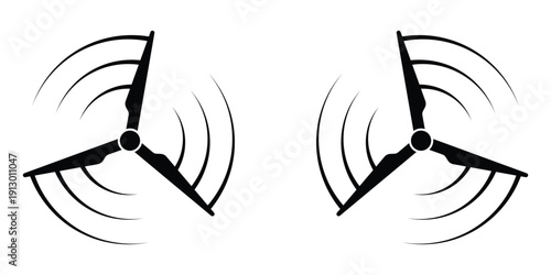 Wind turbine fan vector icon. Wind turbine eco conscious sign. Wind energy icon. black vector illustration.