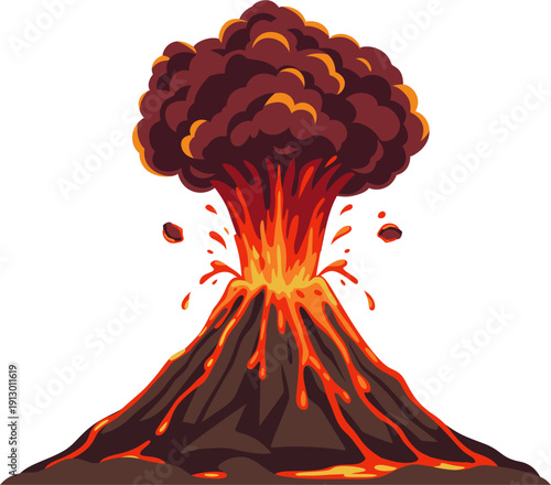 volcano eruption with smoke