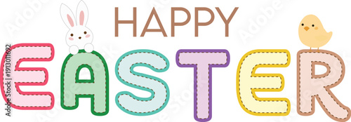 Cute happy easter typography for greeting card
