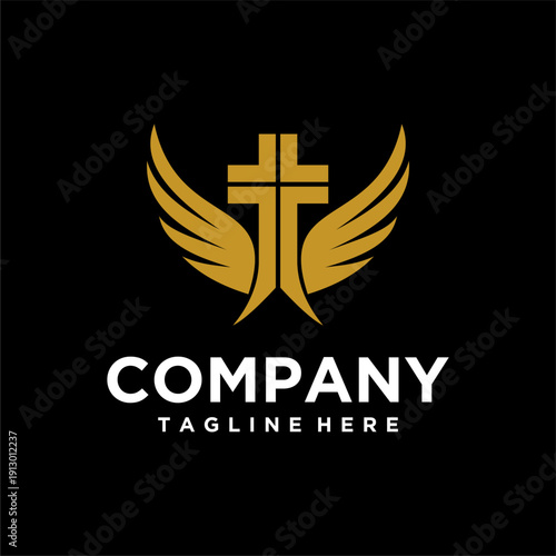 Church Logo Design with Cross, Dove, Holy Spirit Fire, and Hands